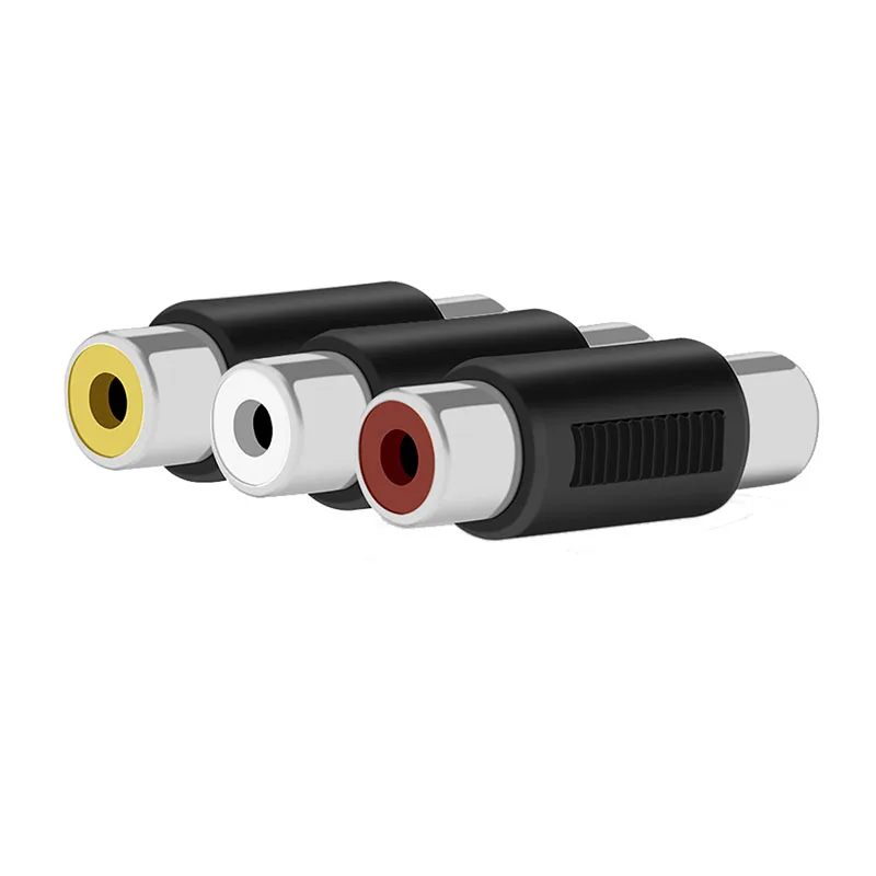 2 ชิ้น 3RCA หญิงหญิง Coupler AV Video Audio Adapter Cable Connectors