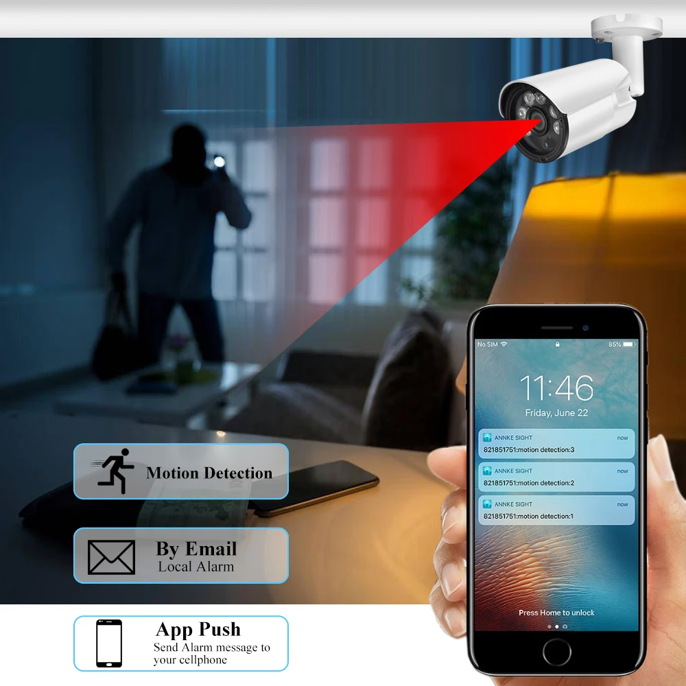 Gadinan – caméra de Surveillance IP 4K Super HD, Module POE, Audio, micro, Vision nocturne IR, CCTV