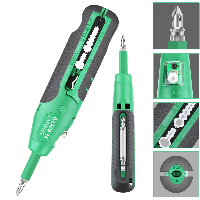 LAOA New Design Multi-function Screwdriver Electrician Test Pencil Wire stripping Tool