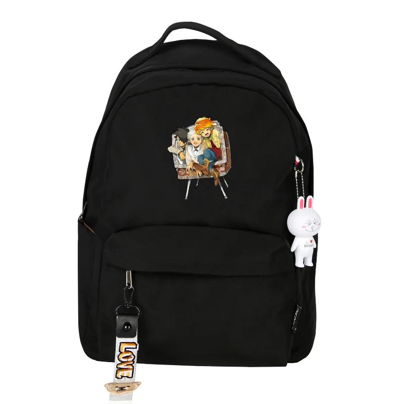 وعدت نيفرلاند إيما المرأة Kawaii الظهر حزمة النايلون الحقائب المدرسية الوردي Bookbag مقاوم للماء السفر على ظهره أنيمي روجزاك