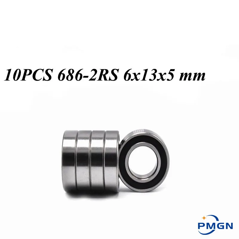 Darmowa wysyłka 10 sztuk wysokiej jakości ABEC-5 686-2RS 686RS 686 2RS RS L1360 6x13x5mm 6*13*5mm gumowa uszczelka łożysko kulkowe z głębokim rowkiem