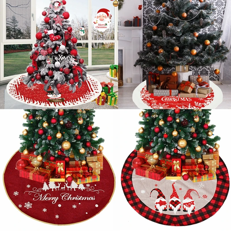 

Christmas Tree Skirt Decoration Santa Claus Snowman Deer Xmas Tree Carpet Skirt Christmas Party 2022 New Year Navidad Home Decor