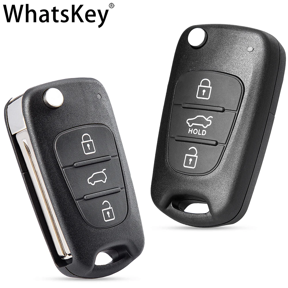 WhatsKey Flip key shell For Hyundai I30 IX35 Ceed Picanto Cerato Sportage For Kia Rio 3 K2 K3 K5 Soul Auto Key case Housing Fob