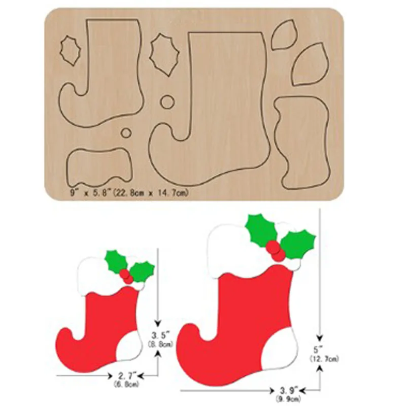 

Рождественские деревянные штампы для носков, рождественский подарок, деревянная форма для резки кожи, подходит для обычных высекальных машин на рынке