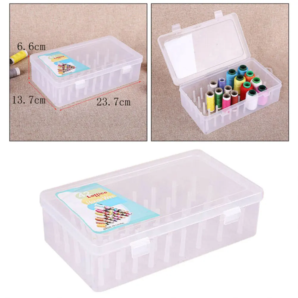 2022Home Use Tools Storage Box Transparent Blue Color Plastic Bobbin Box Sewing Bobbins Threads Storage Sorting Case Organizer