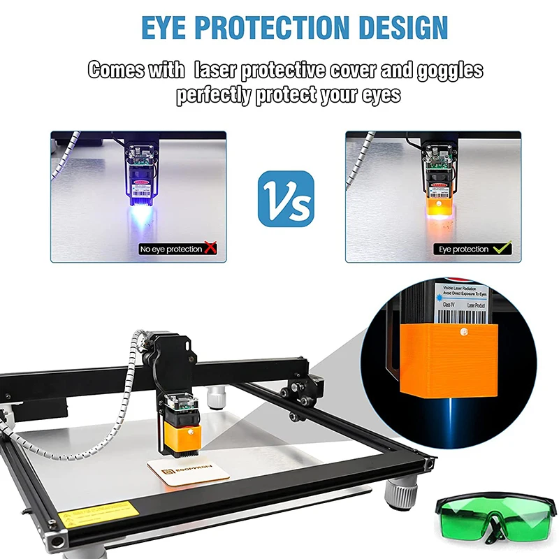 Grabador láser de 20W, máquina cortadora de grabado láser, máquina de enfoque fijo preciso mejorada, área de trabajo de 400x400mm