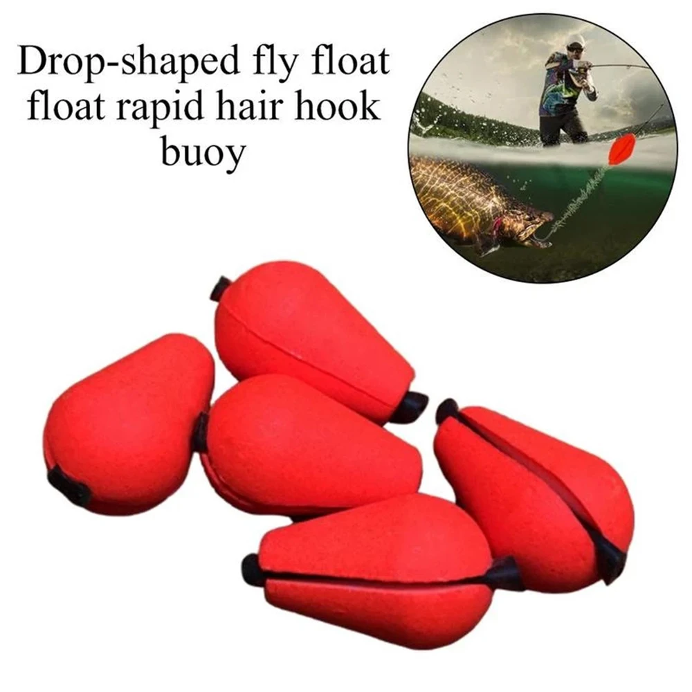 5PCS New Rig Rigging Material Snap-on Water droplets Indicator Fish Beans Fly Fishing Bobbers Float Oval  Fishing Floats Beads