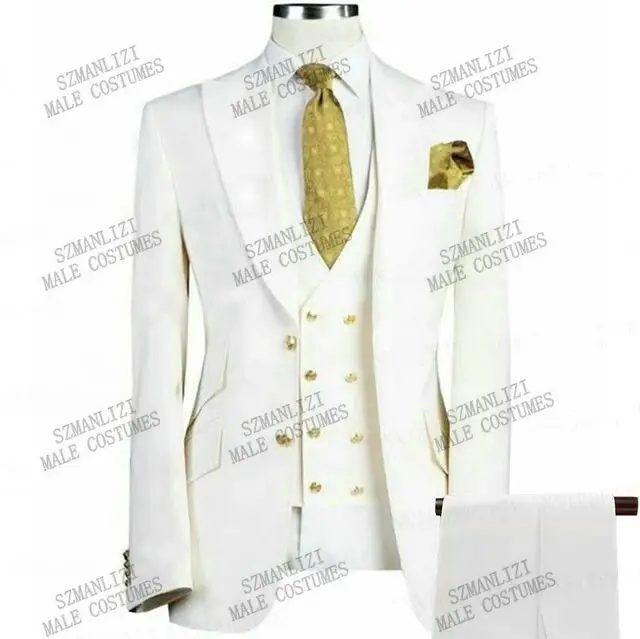 

(Jacket+Pant +vest) Fashion Mens Suits Groom Wear Tuxedos 3 Piece Wedding Suits Groomsmen Best Man Formal Business Suit For Men