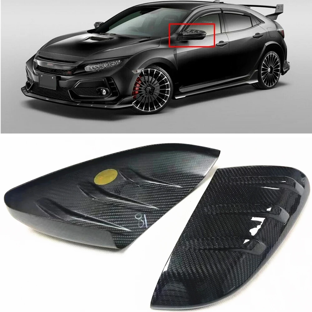 

For Mugen Honda Civic Type-R Dry Carbon RearView Mirror Caps Stick on 2016-2020