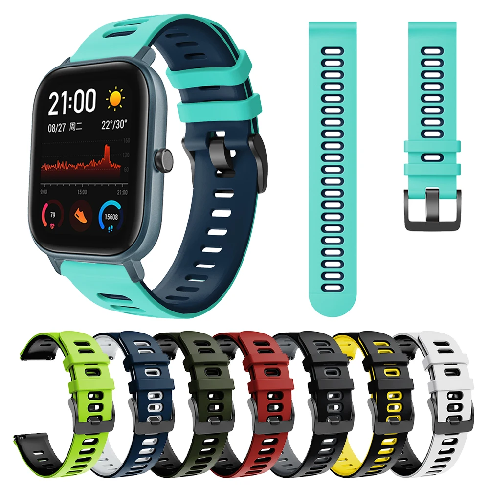 히트 컬러 실리콘 손목 스트랩 Amazfit GTS / Bip 밴드 시계 밴드 COLMI P8 LAND 1 SKY 2 Smartwatch 액세서리 팔찌