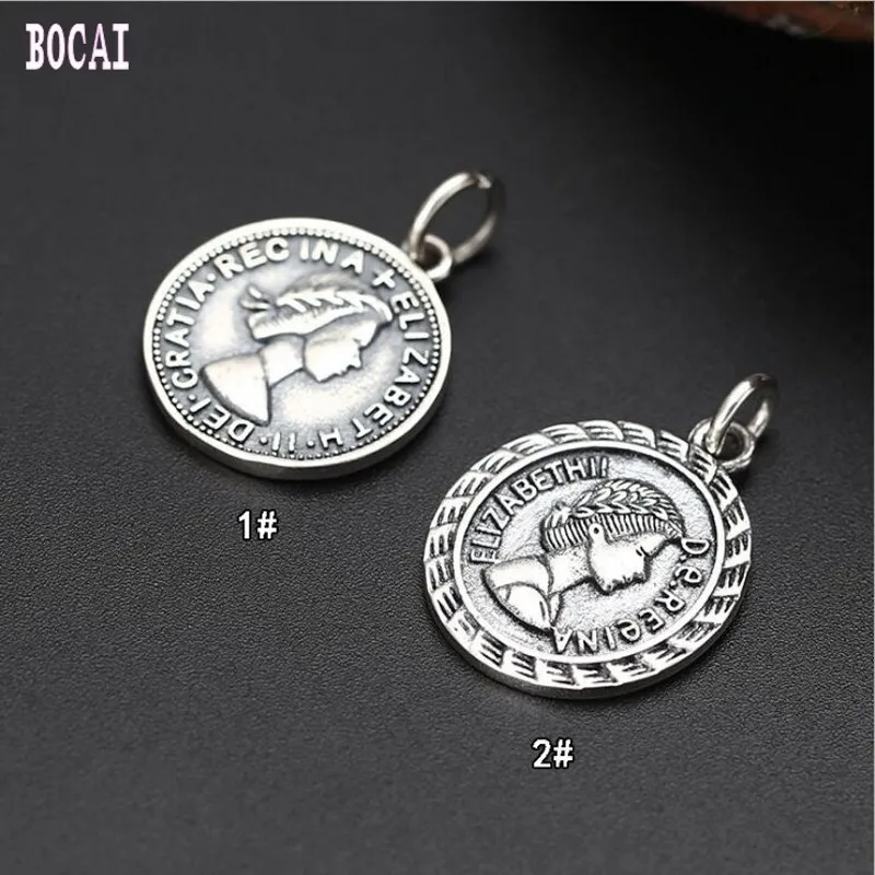 

100% true 925 solid sterling silver pendant portrait medal creative lucky letter coin pendant