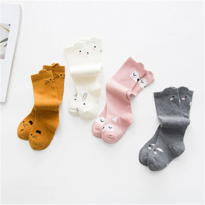 Fox Socks Cat Cartoon Squirrel Pattern Children Babies Cotton Socks for Boys and Girls Unisex Socks Knee High Legwarm New