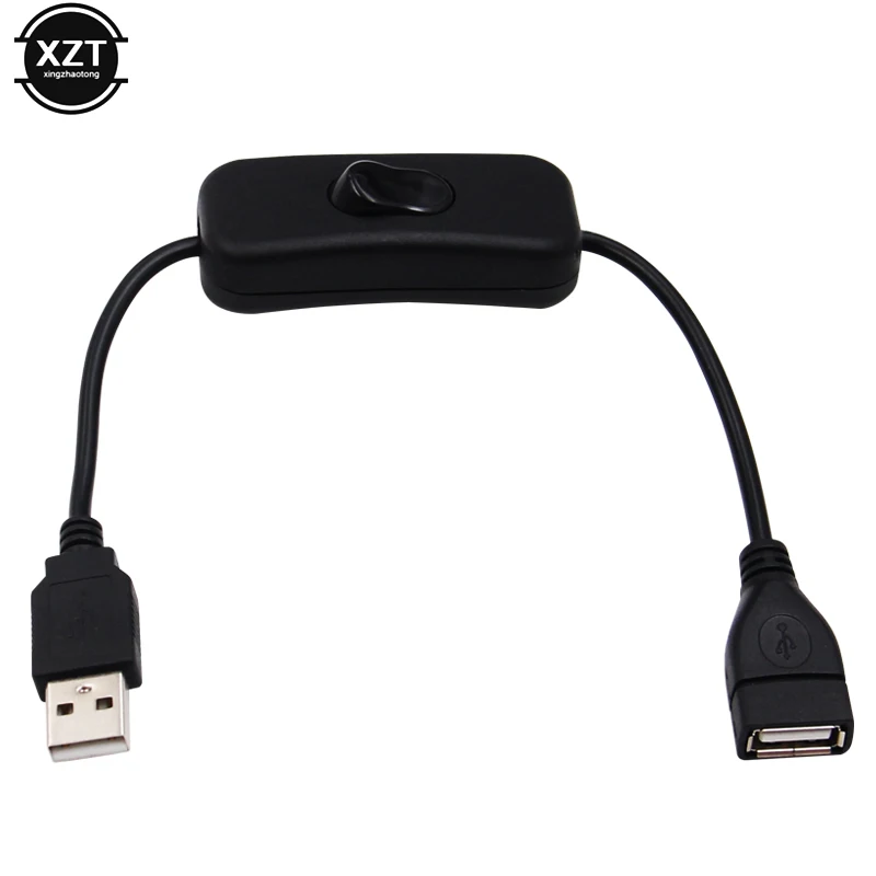 1PCS 28cm Black USB Cable Male to Female with Switch ON/OFF Cable Extension Toggle for USB Lamp USB Fan Power Line