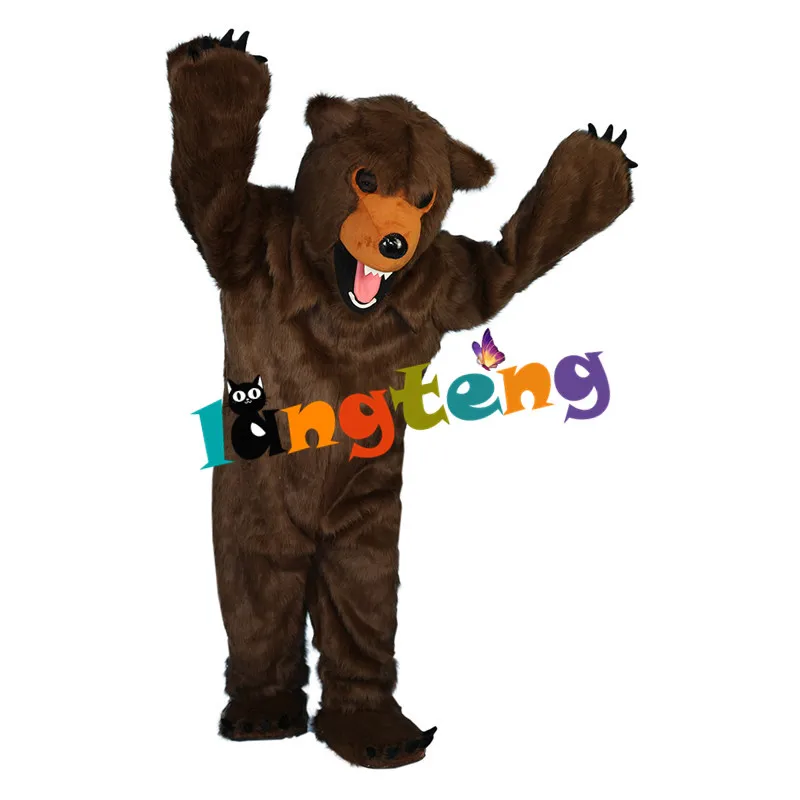 

895 Longhair Brown Bear Mascot Costume Adult Cartoon Character Outfit Marketing Planning Organize An Activity