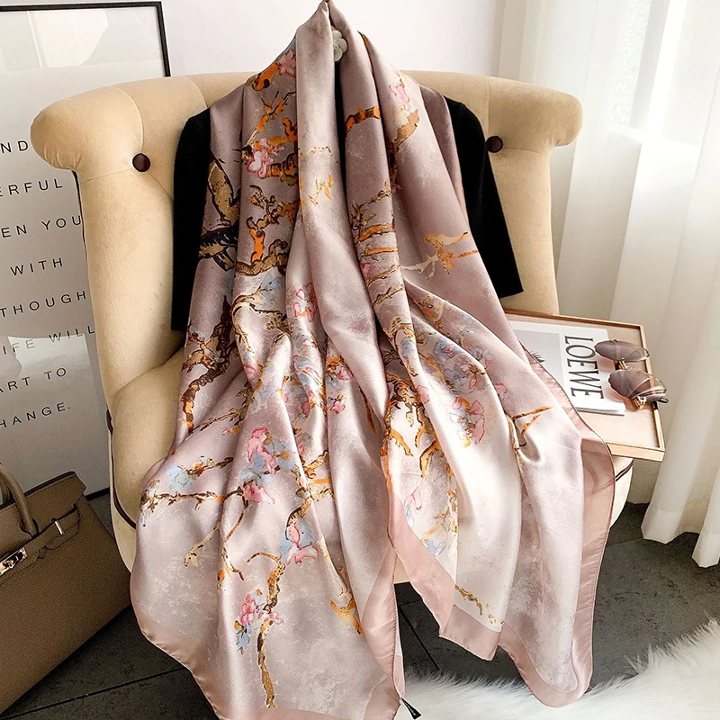 2023 Luxury Brand Silk Scarves Women Fashion Print 180X90CM Scarf Popular Silk Headscarf Lady Sunscreen Beach Quality Shawl