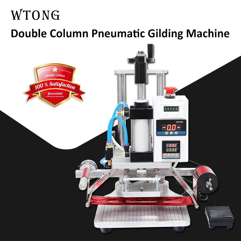 WTONG QS Doppia Asta di Semi-Automatico Automatico a Rotolo Di Pellicola Macchina di Stampaggio A Caldo Logo di Calore In Pelle Presse di Carta Macchina di Stampaggio