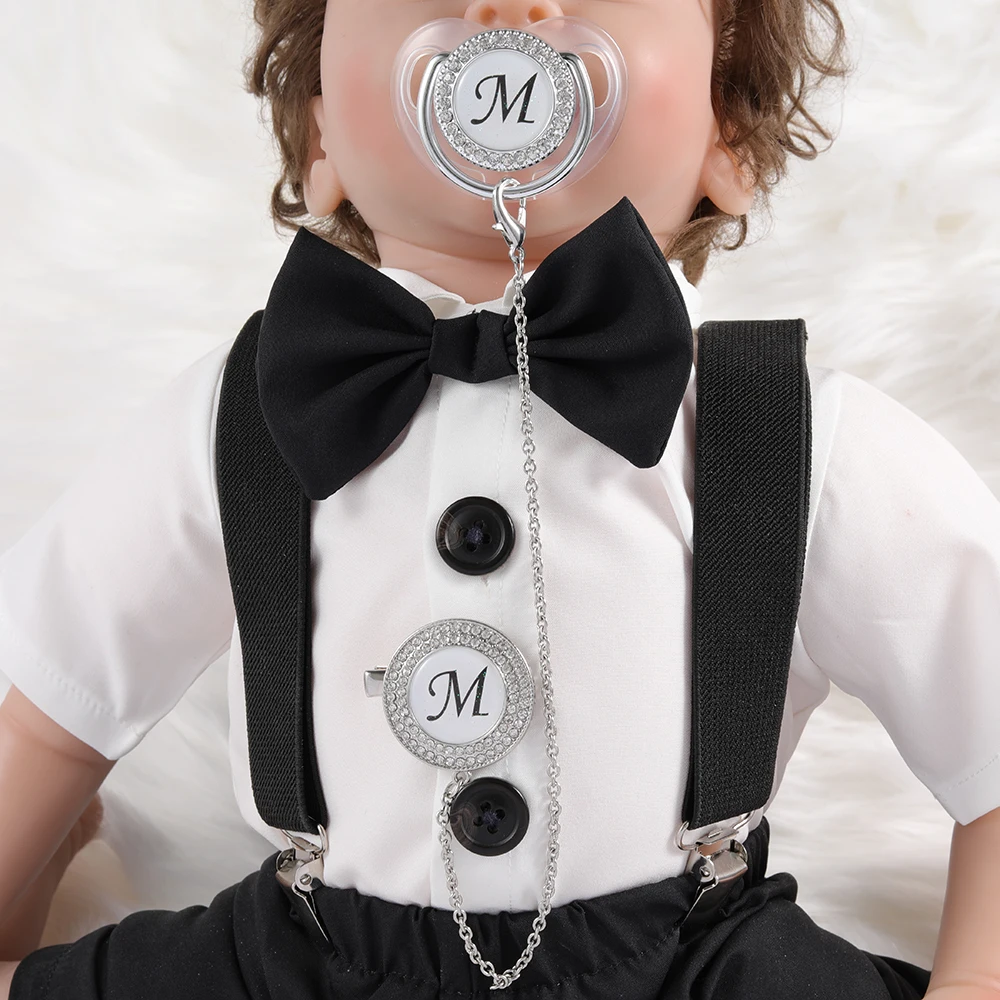 Transparent Pacifier Holder New Design Silicone Silver Pacifier Bling Infant Nipple BPA Free Baby 24 Initials Letter Chupetero