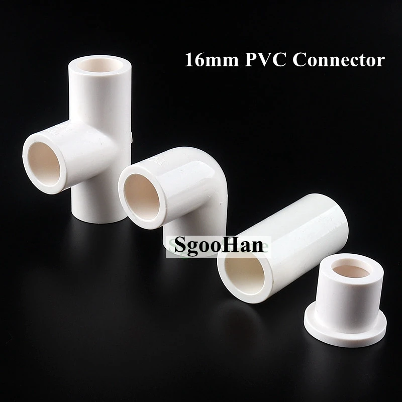 5~50pcs 16mm PVC Water Supply Pipe Fittings Straight Elbow Equal Tee Connectors Plastic Bushing Joint Irrigation Water Parts