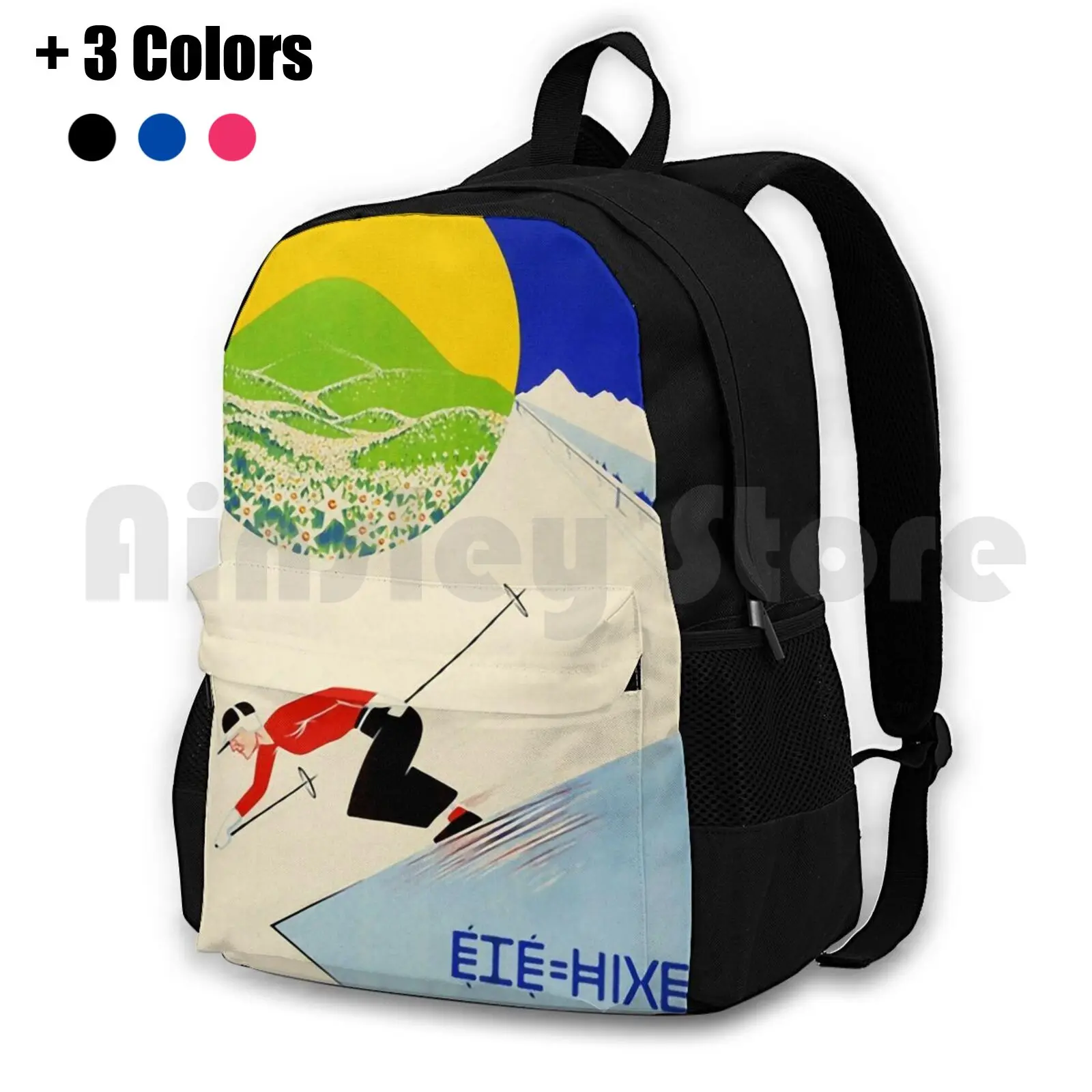 Art Deco Era Vintage Swiss Alps Sport Ad Outdoor Hiking Backpack Riding Climbing Sports Bag Art Skiing French Swiss Swiss Alps