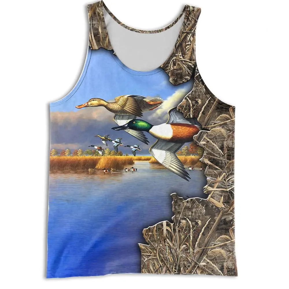 Summer Men vest 3D t shirt Duck Hunting Printed Harajuku Sleeveless T-shirt Unisex Tank tops Wholesale and Drop shipping