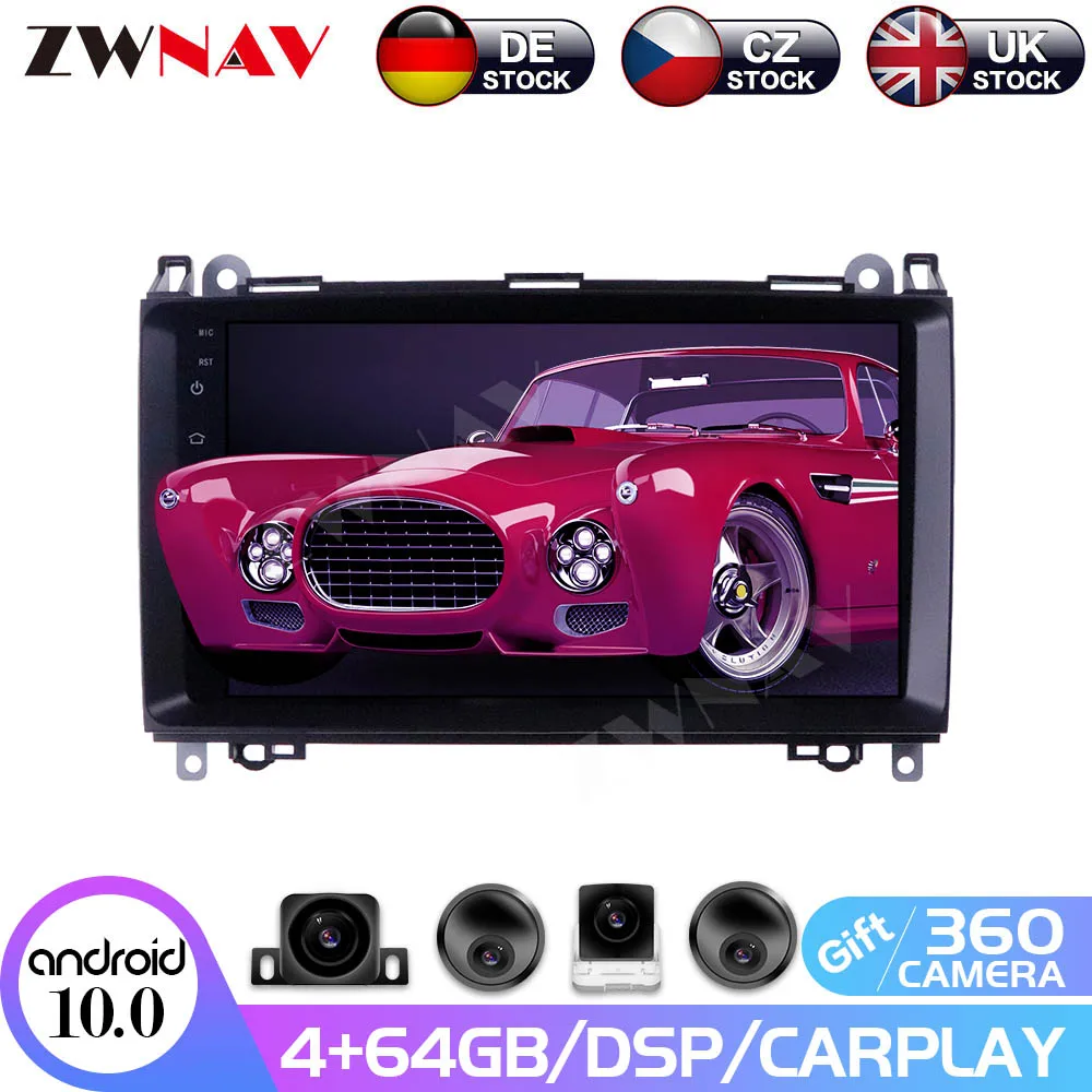 2 din Android 10.0 screen Car Multimedia player For Benz B-Class B Class T245 2005-2011 Audio radio stereo GPS navi BT head unit