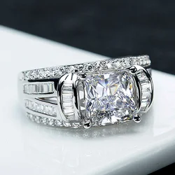 Huitan AAA Princess Cut Cubic Zirconia Crystal Ring for Women Wedding Engagement Rings Full Bling Iced Out Gift Fashion Jewelry