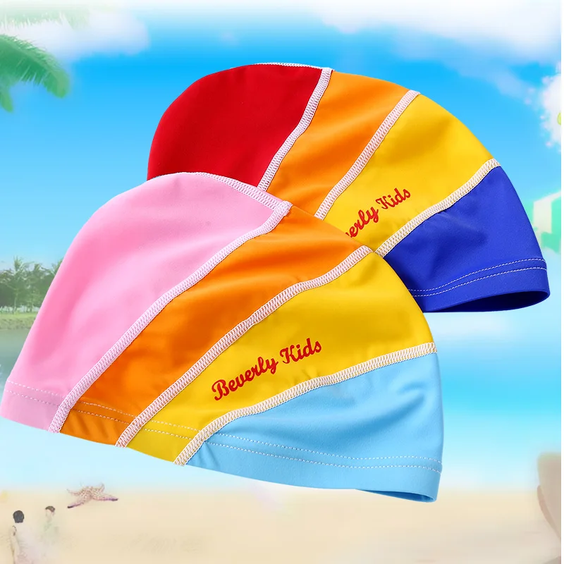 

fitness lycra swimming accessory caps children teenager student swimming caps long hair bathing cap free shipping