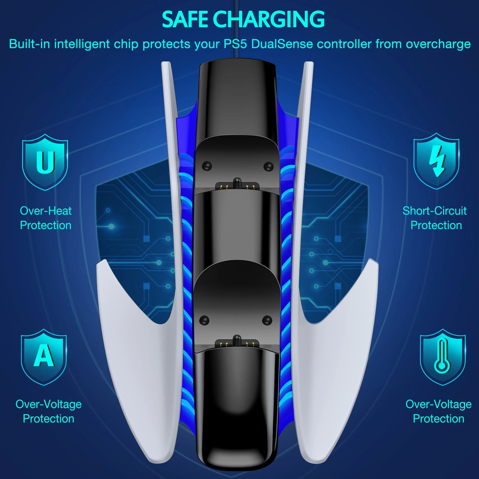 BEBONCOOL-شاحن سريع لوحدة تحكم PS5 ، وحدة تحكم بلاي ستيشن 5 ، لوحة ألعاب ، محطة شحن من النوع C