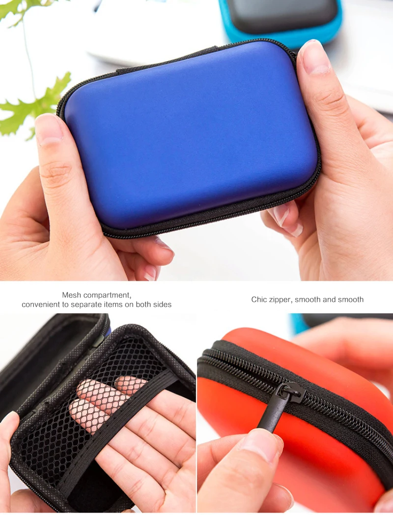 Mini Zipper Headphone Storage Box Square Shape Portable Earphone Earbuds Data Cable Charger Protective Storage Bag Dropshipping