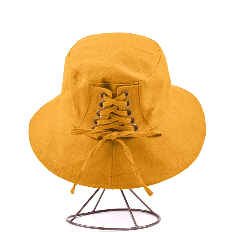 

Fisherman Hat Women Spring Summer Sunshade Bowknot Bucket Cap Men Korean Leisure Folding Sun Protection Fisher Basin Caps H7357