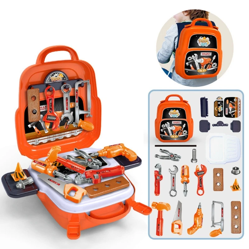 Fai finta di giocare a costruzione di strumenti giocattolo Set di strumenti per bambini con scatola degli attrezzi per trapano giocattolo elettrico per bambini per bambini bambini ragazzi D5QF