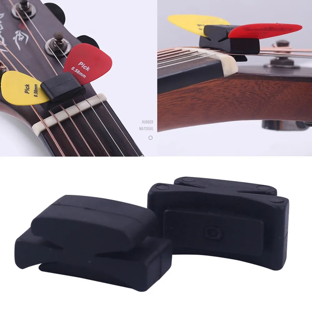 

Rubber Guitar Pick Holder Fix On Headstock For Bass Ukulele Plectrum Accessories Convenient Storage Guitar Pick Clip