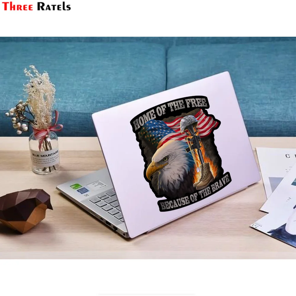 Three Ratels D446 Patriotic Home Of The Free Because Of The Brave Decal  American Flag Waterproof Permanent Vinyl Decal Sticker