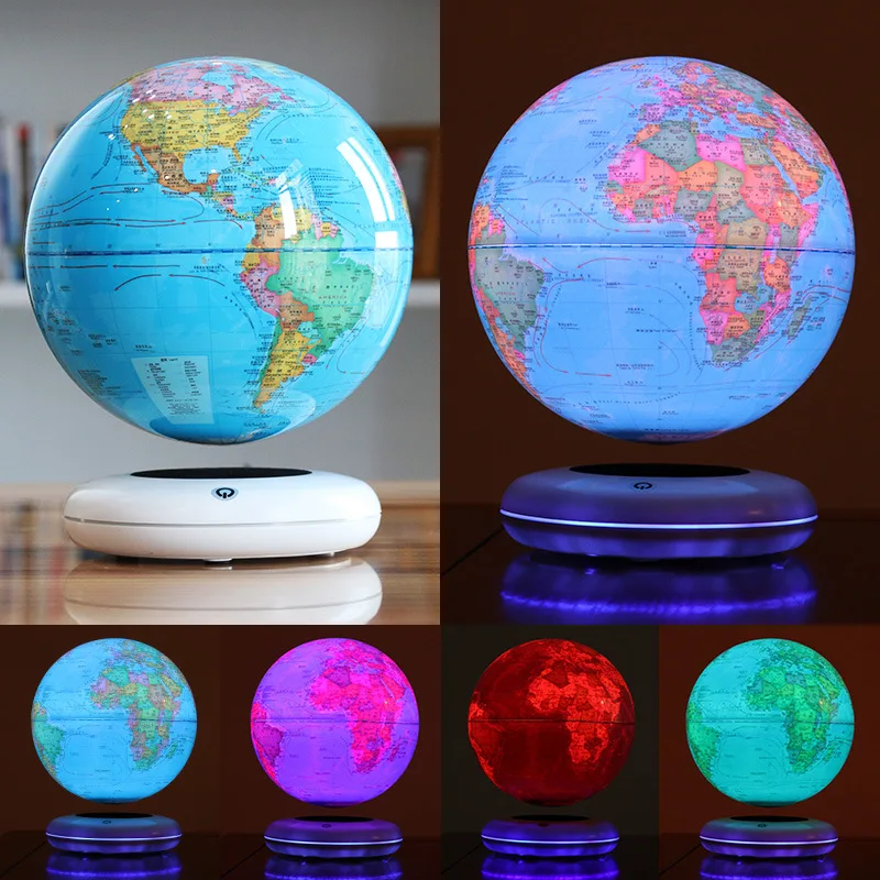 Magnetic Levitation 8 Inches World Map Luminescent Globe Floating Geoeraphy Teaching Resources&Fancy Gift Kids Toys Night Light