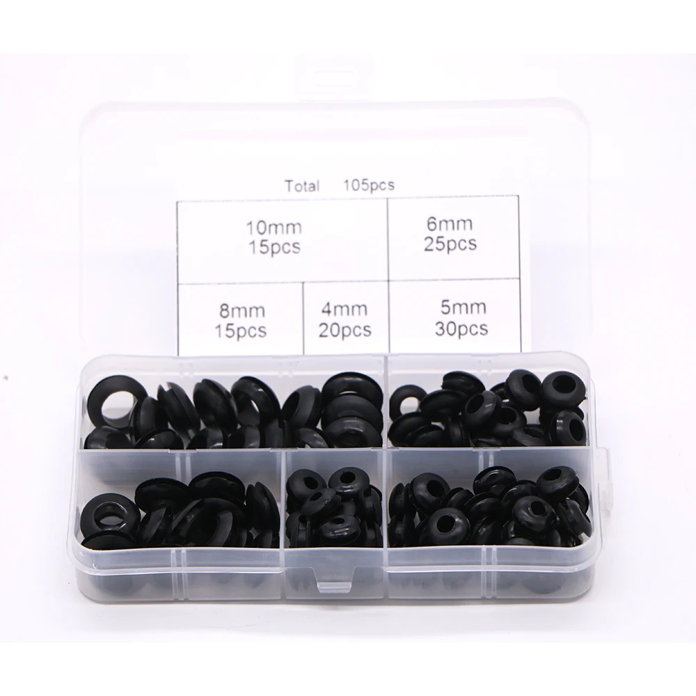 105pcs Rubber Grommets Firewall Hole Plug Retaining Ring Set Car Electrical Wire Gasket Kit For Cylinder Valve Water Pipe