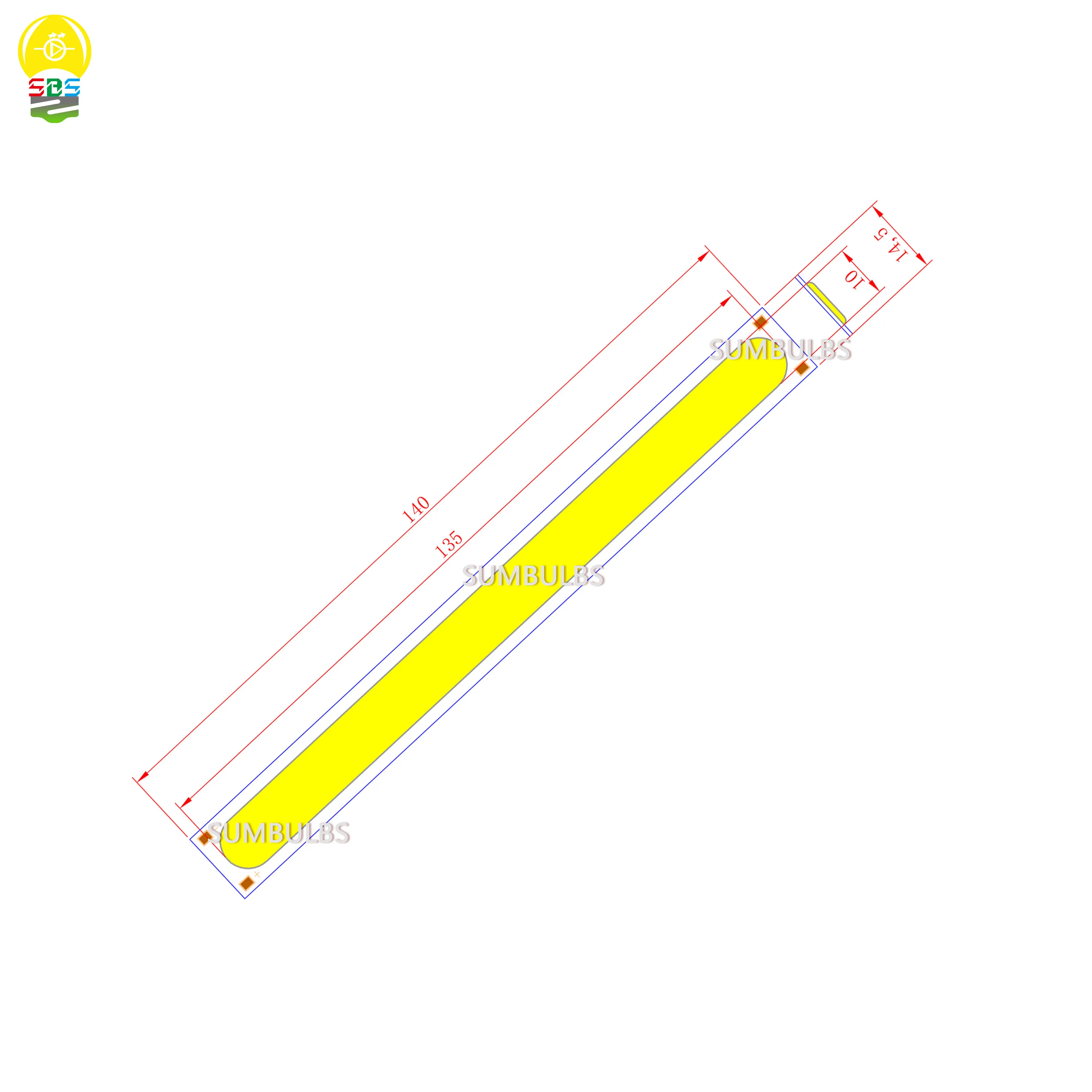 20pcs 140x14.5mm 12V DC 6W cold white 600lm led cob strip light source bulb chip on board for diy lightting