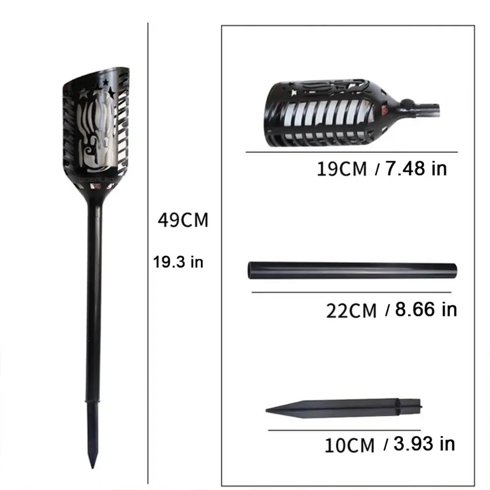 Lámpara LED parpadeante de llama Solar para jardín, resistente al agua, linterna dinámica alimentada por energía Solar, luz Solar para valla de jardín al aire libre, nuevo paquete de 2 uds.