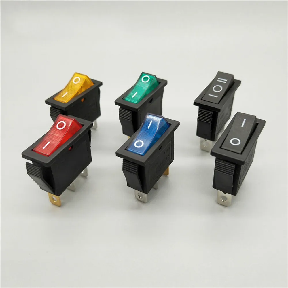 1pcs KCD3 Rocker Switch on-off 2-position 3-pin Ship Type Switch with LED Power Supply 16A 250VAC / 20a 125VAC 35mm*31mm*14mm