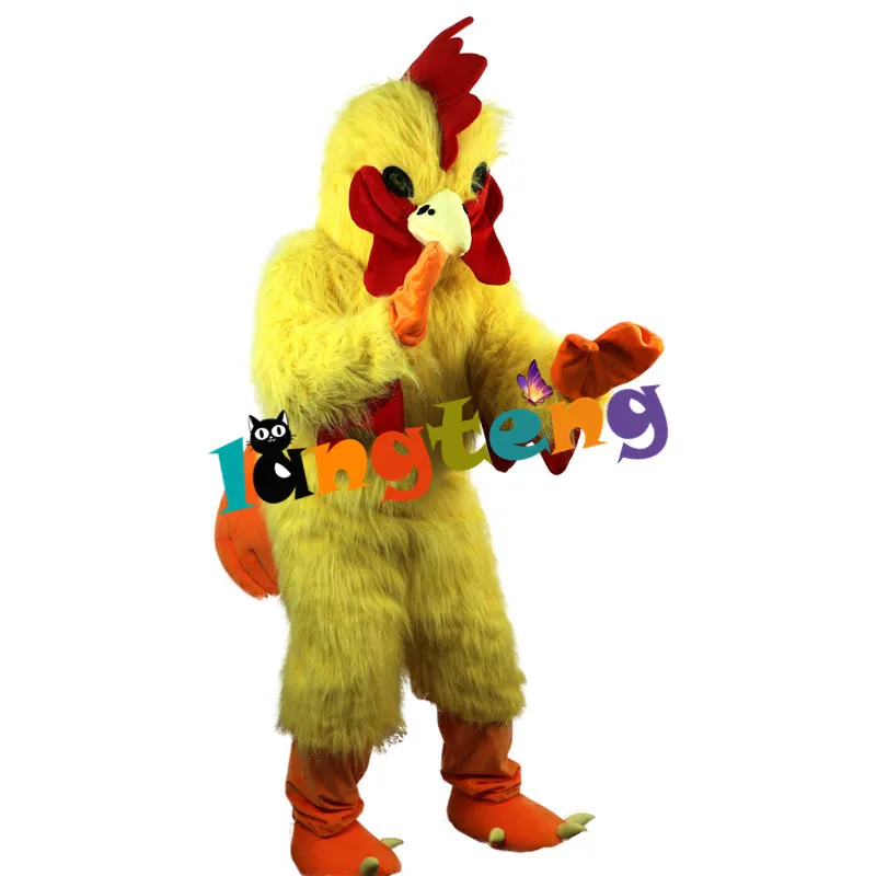 707 Rhubarb Chicken Yellow Cock Mascot Costume Animal For Adults Christmas Holiday