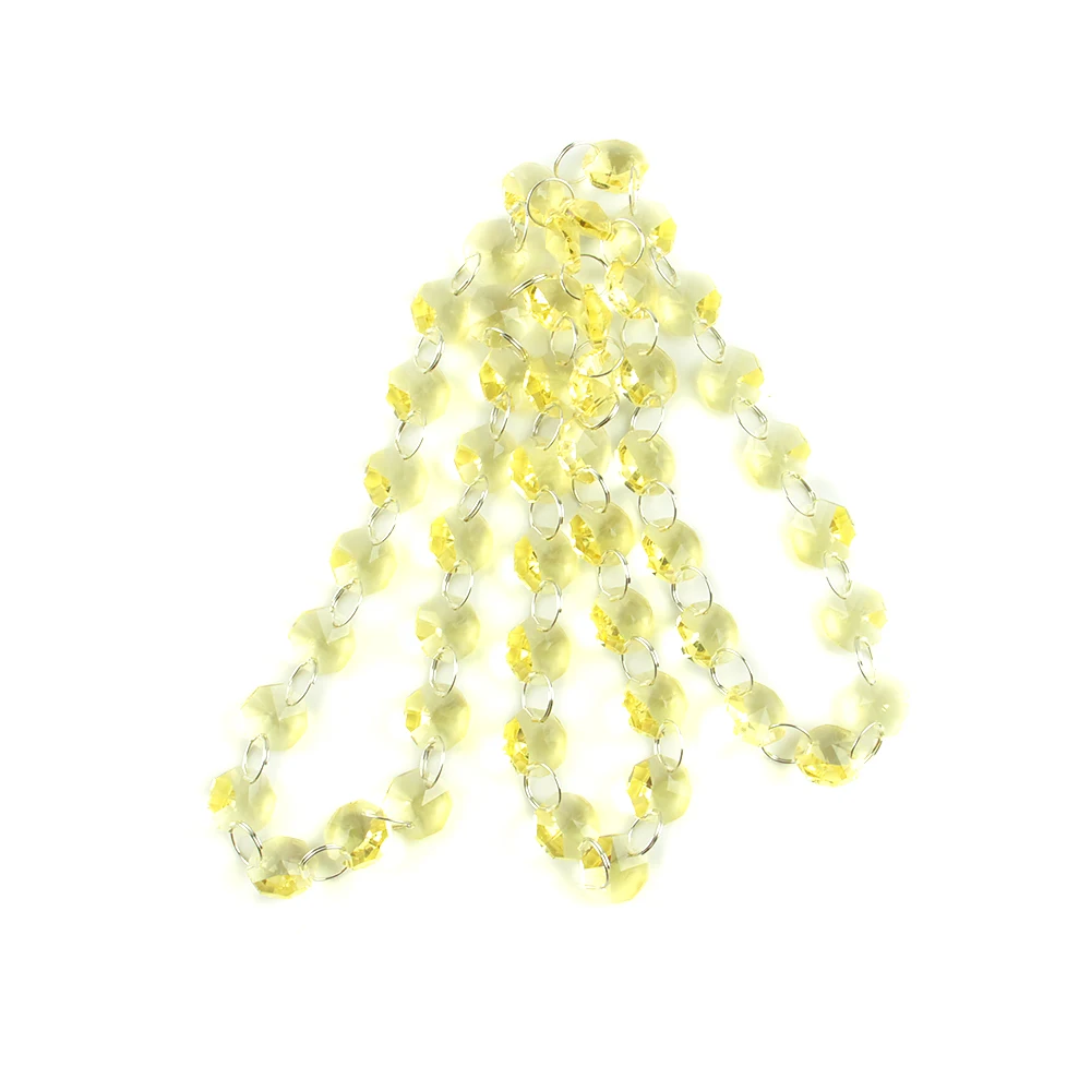 Lt.yellow 10m/50m Glass Beads Crystal Chandelier Lamp Octagon Chain Garlands Wedding & Party Decor