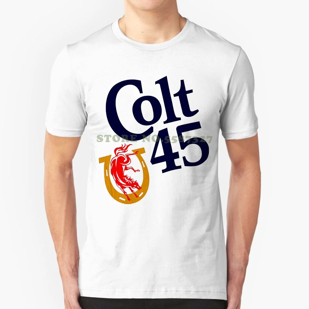 T Shirt Design Basic Top Colt 45 Malt Liquor T Shirt Beer 100% Cotton Graphic Retro 80's White Tee