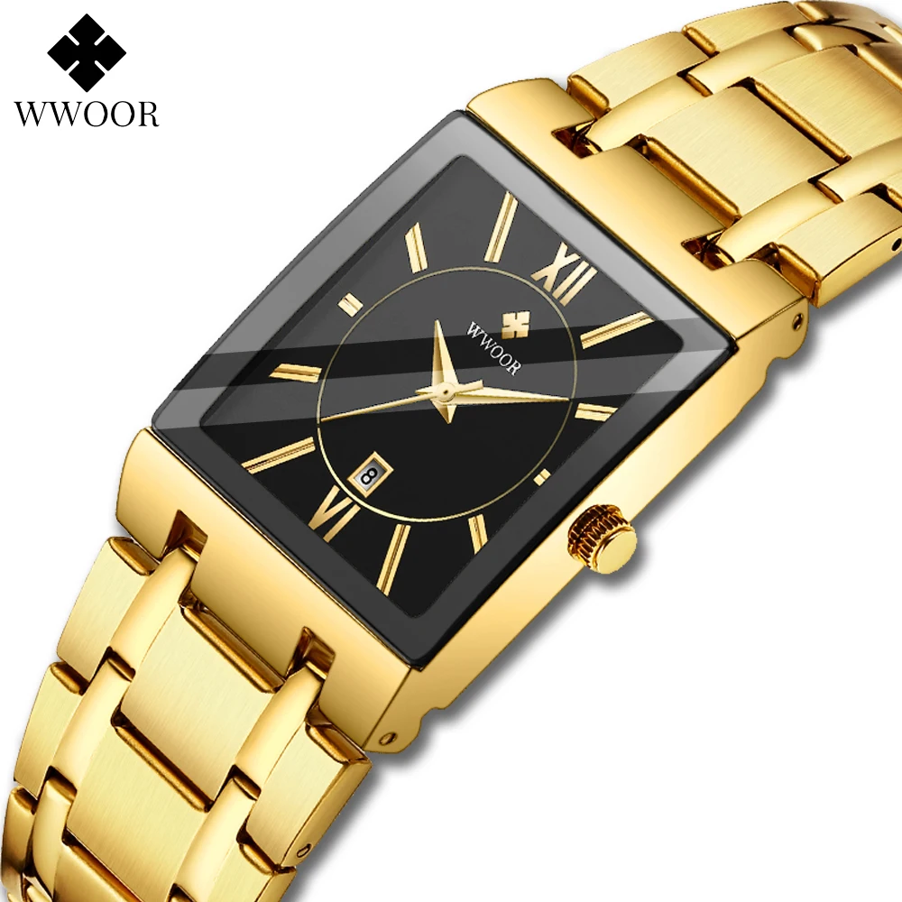 2022 New Mens Watches WWOOR Top Brand Luxury Business Waterproof Quartz Square Watch For Men Date Clock Male Relogio Masculino