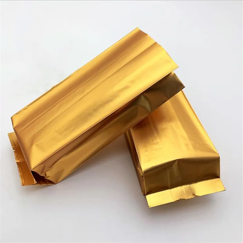 Golden Vacuum Sealer Aluminum Foil Storage Bag Coffee Tea Packaging Food Heat Sealing Bag Kitchen Supplies 50pcs/lot