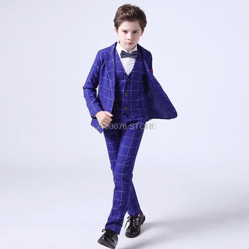 Flower Boys Formal Anzug Suit Kids Wedding Party Dress Blazer Vest Pants Bowtie 4pcs Child Tuxedo Prom Performance Costume