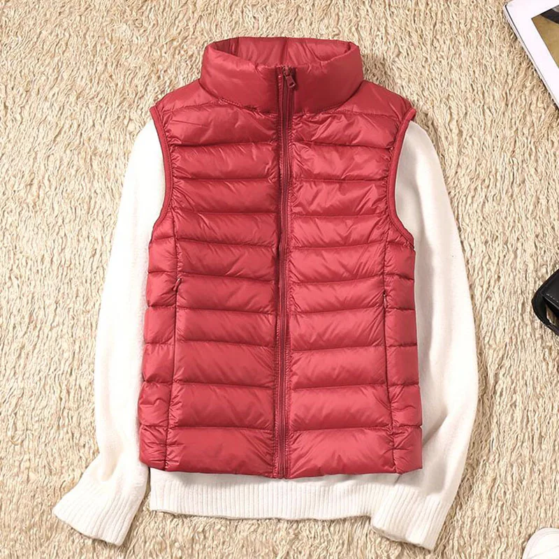 Women Sleeveless Down Vest 2020 Autumn Winter Women's Ultra Light 90% White Duck Down Vest Slim Jacket Windproof Warm Waistcoat