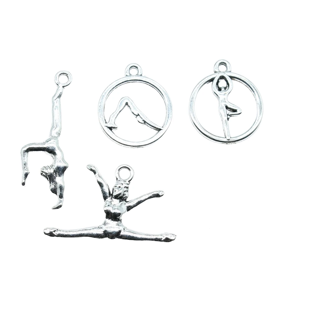 20pcs Charms Gymnastics Antique Silver Color Gymnastics Charms Jewelry Findings DIY Gym Charms Sport Wholesale