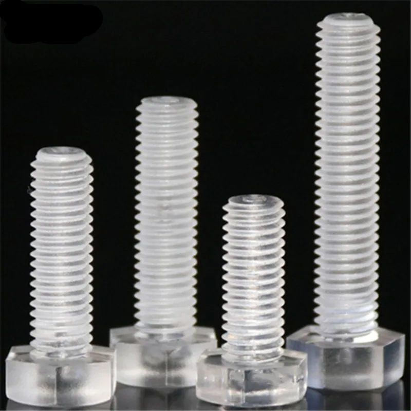 10PCS M3 M4 M5 M6 M8 M10 M12 PC Polycarbonate Plastic Hexagon Screw Hex Head Twist Screws Bolts High Strength Fatigue Resistance