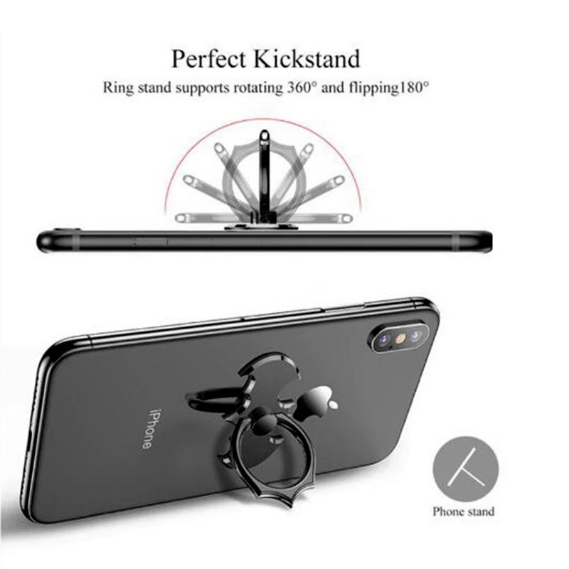 Bat Finger Ring Cell Mobile Phone Desktop Stand Mount For iPhone X 8 7 XR XS MAX Bat Metal Smartphone 360 Degree Desk Holder