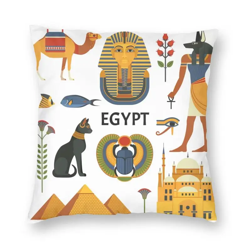 Ancient Egypt Culture Hieroglyphics Pharaoh Sphinx Pyramid Cushion Covers Egyptian Myth Pillow Case Square Pillowcase Home Decor