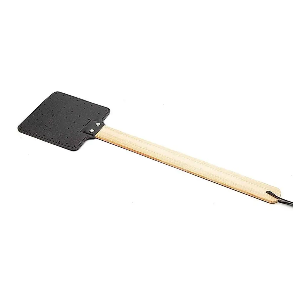 Fly Swatter PU Leather Manual Fly Swatter with Wooden Handle Insect Wasp Pest Control